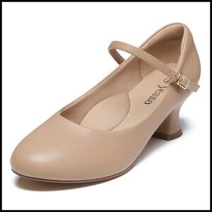 Character Dance Shoes Ankle Strap Heels Ballroom Flamenco Latin Swing Salsa